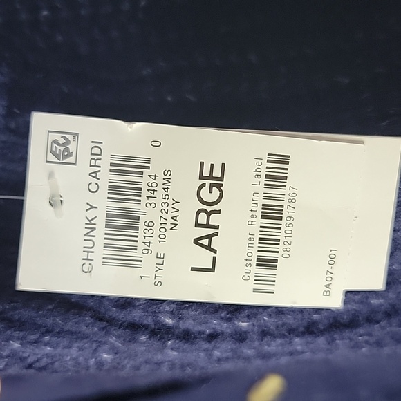 STYLE & CO NWT CHUNKY NAVY CARDIGAN SZ LARGE - Picture 5 of 13